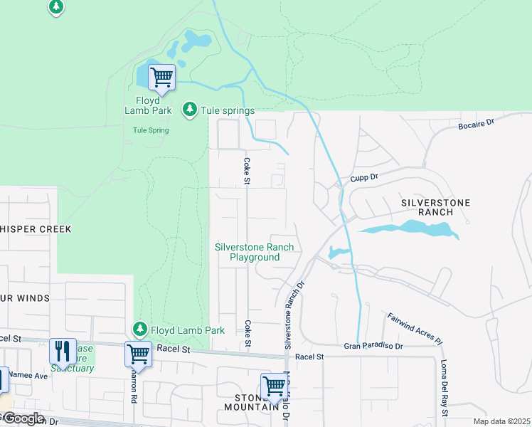 map of restaurants, bars, coffee shops, grocery stores, and more near 7650 Butterscotch Circle in Las Vegas