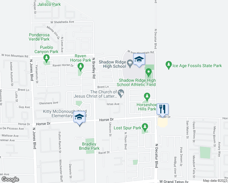 map of restaurants, bars, coffee shops, grocery stores, and more near 8551 North Golden Idol Court in Las Vegas