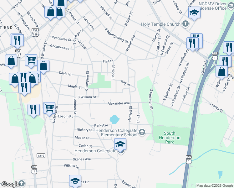 map of restaurants, bars, coffee shops, grocery stores, and more near 816 Southerland Street in Henderson