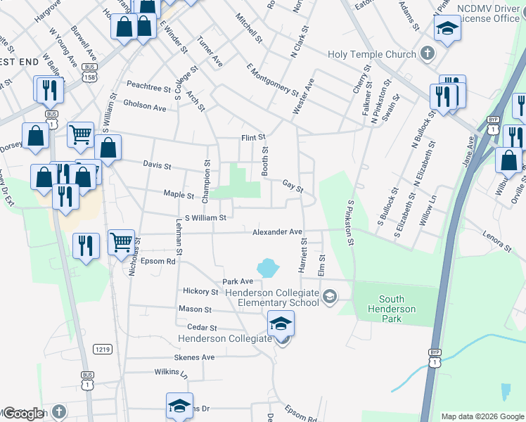 map of restaurants, bars, coffee shops, grocery stores, and more near 816 Southerland Street in Henderson