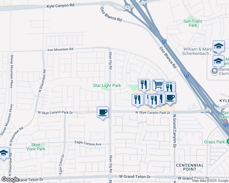 map of restaurants, bars, coffee shops, grocery stores, and more near 9981 Skye Gazer Avenue in Las Vegas