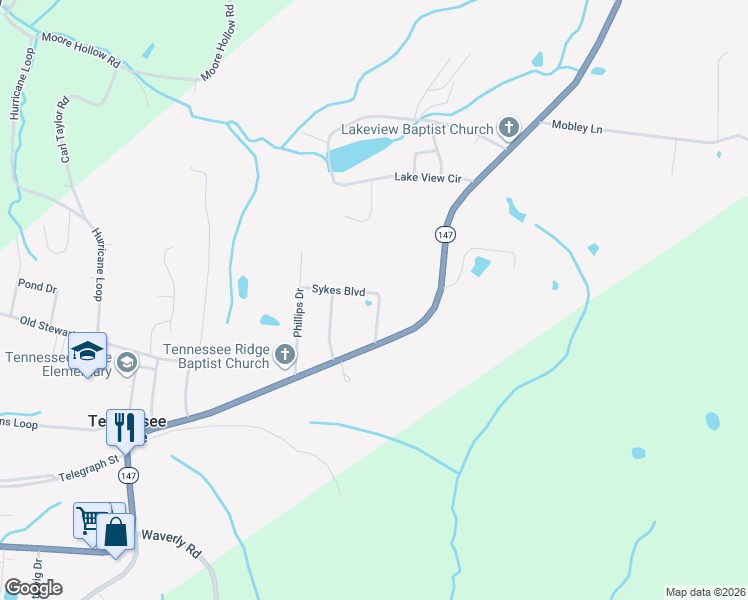 map of restaurants, bars, coffee shops, grocery stores, and more near 105 Travis Drive in Tennessee Ridge