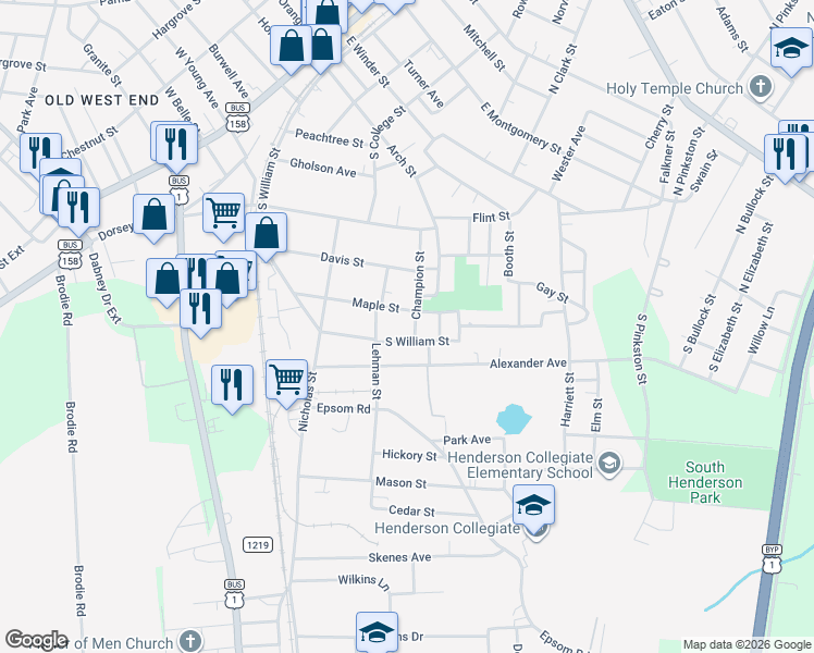map of restaurants, bars, coffee shops, grocery stores, and more near 1018 Champion Street in Henderson