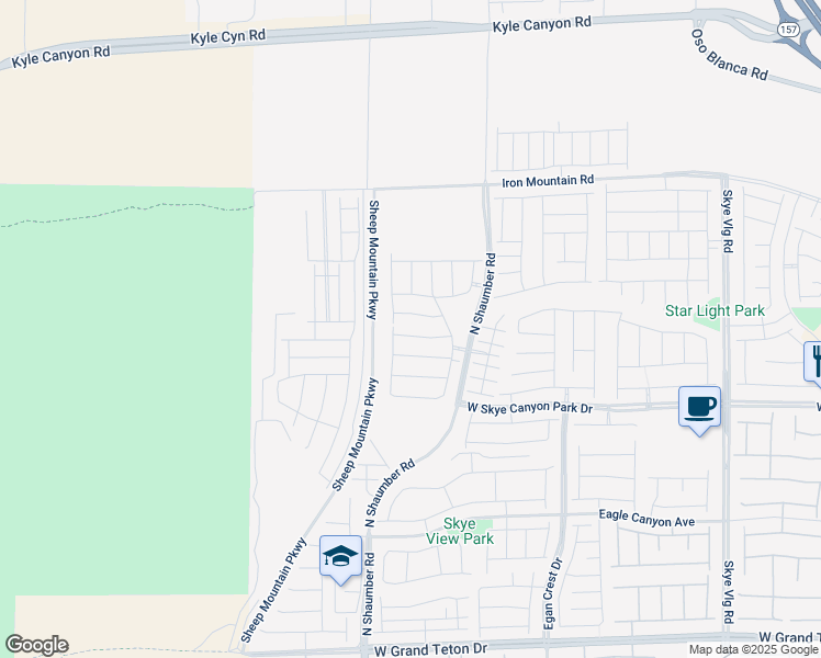map of restaurants, bars, coffee shops, grocery stores, and more near 10650 Deibel Avenue in Las Vegas