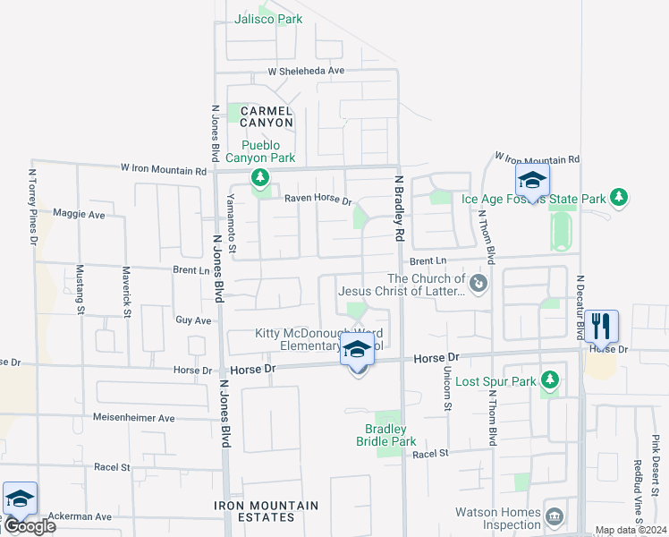 map of restaurants, bars, coffee shops, grocery stores, and more near 5612 Rocky Ravine Avenue in Las Vegas