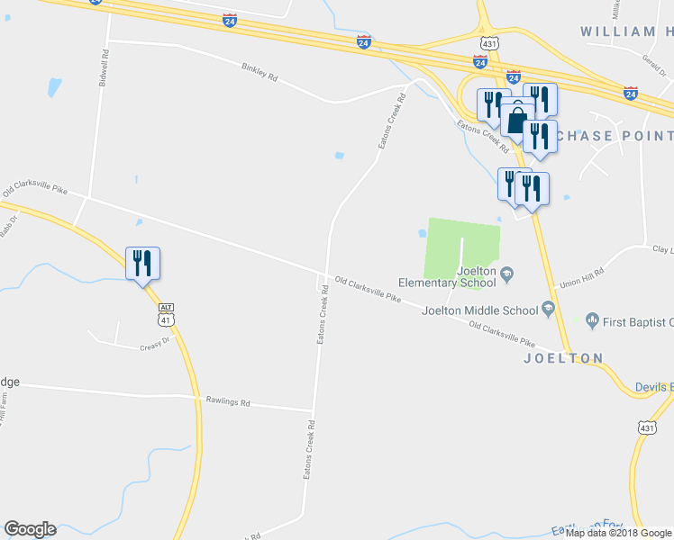map of restaurants, bars, coffee shops, grocery stores, and more near 3646 Old Clarksville Pike in Nashville