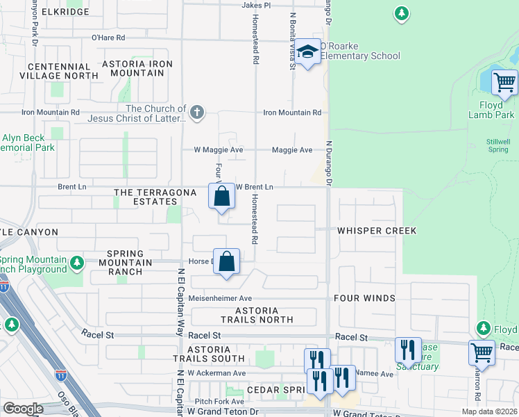 map of restaurants, bars, coffee shops, grocery stores, and more near 8708 Homestead Rd in Las Vegas