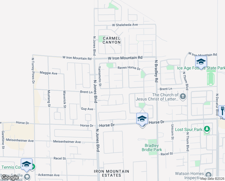 map of restaurants, bars, coffee shops, grocery stores, and more near 5907 Delonee Skies Avenue in Las Vegas