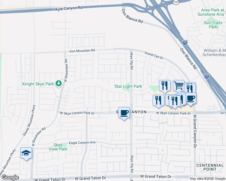 map of restaurants, bars, coffee shops, grocery stores, and more near West Skye Canyon Park Drive in Las Vegas