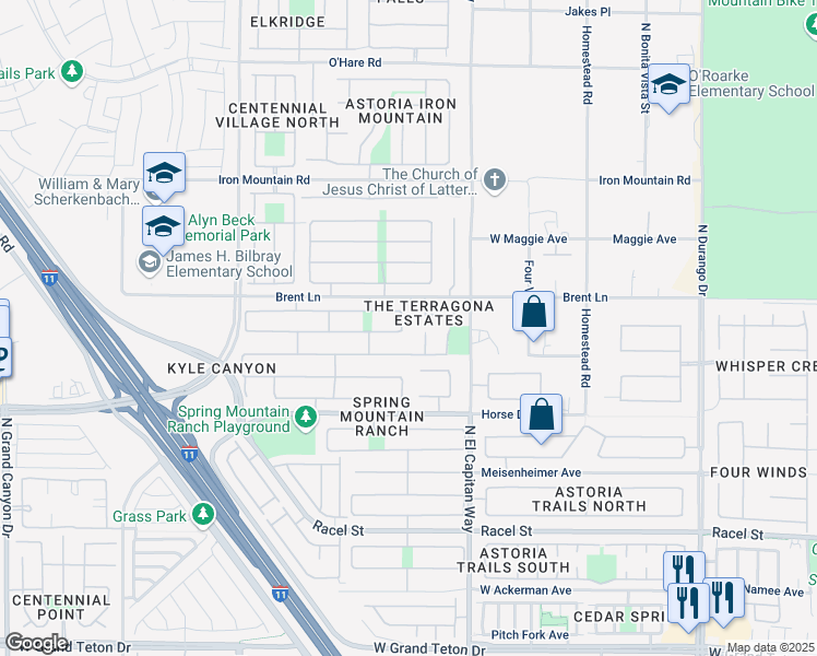 map of restaurants, bars, coffee shops, grocery stores, and more near 8804 Hayloft Street in Las Vegas