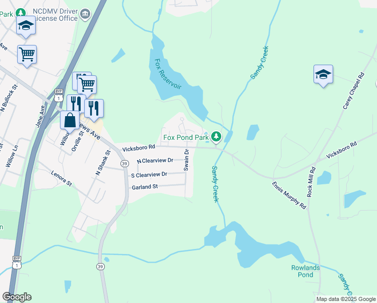 map of restaurants, bars, coffee shops, grocery stores, and more near 336 Vicksboro Road in Henderson