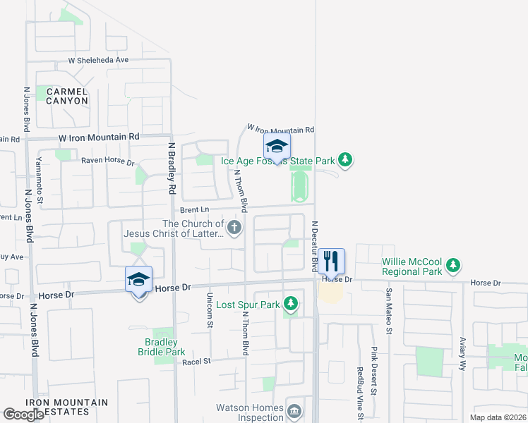 map of restaurants, bars, coffee shops, grocery stores, and more near 5048 Whistling Acres Avenue in Las Vegas