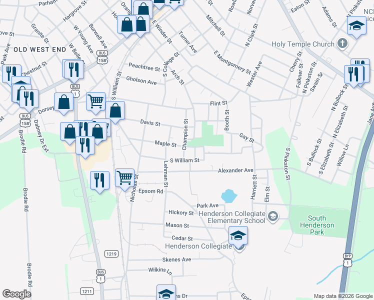 map of restaurants, bars, coffee shops, grocery stores, and more near 1018 Champion Street in Henderson