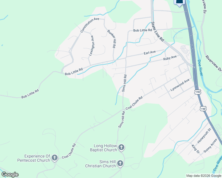 map of restaurants, bars, coffee shops, grocery stores, and more near 40 Sims Hill Road in Elizabethton