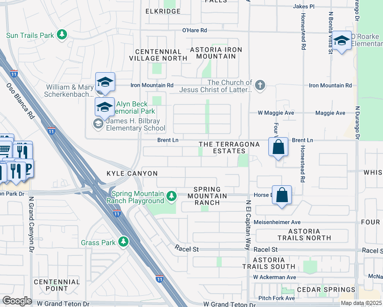 map of restaurants, bars, coffee shops, grocery stores, and more near 9016 Pine Mission Avenue in Las Vegas