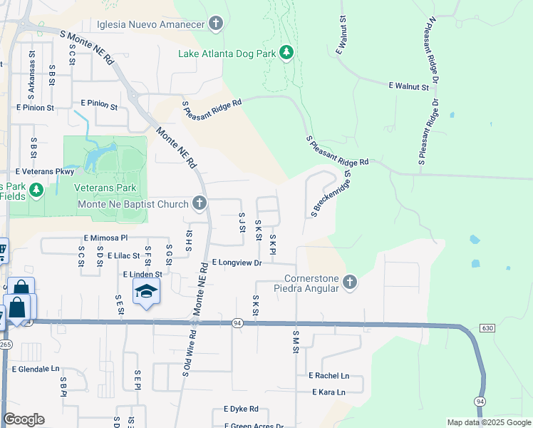 map of restaurants, bars, coffee shops, grocery stores, and more near 1004 East Sumac Street in Rogers