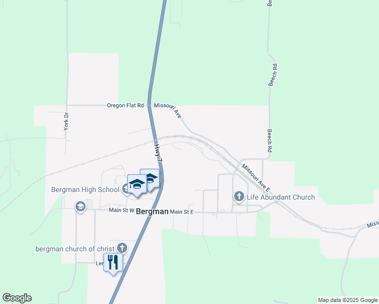 map of restaurants, bars, coffee shops, grocery stores, and more near in Bergman