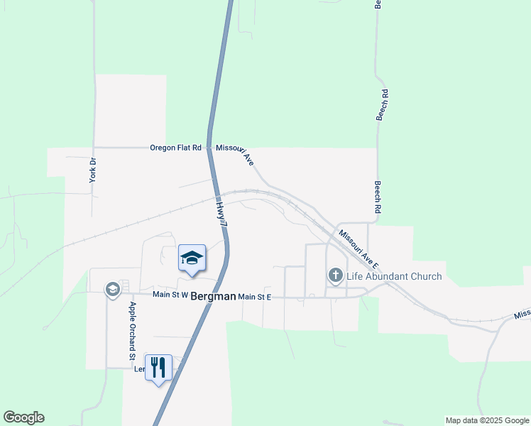 map of restaurants, bars, coffee shops, grocery stores, and more near in Bergman