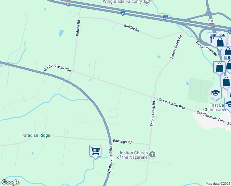 map of restaurants, bars, coffee shops, grocery stores, and more near 3753 Old Clarksville Pike in Nashville