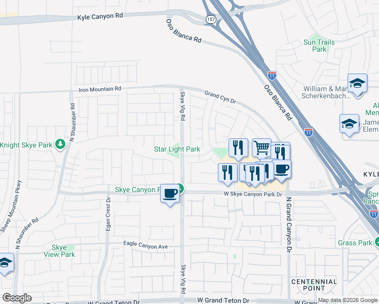 map of restaurants, bars, coffee shops, grocery stores, and more near 9993 Skye Gazer Avenue in Las Vegas