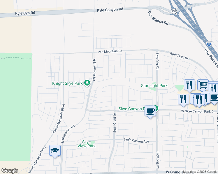 map of restaurants, bars, coffee shops, grocery stores, and more near 10391 Thurso Avenue in Las Vegas