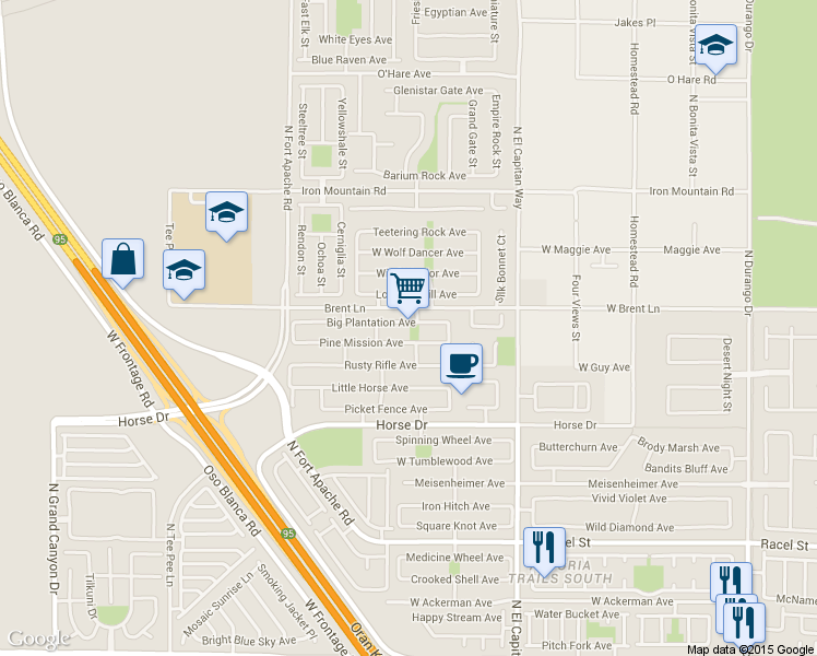 map of restaurants, bars, coffee shops, grocery stores, and more near 9005 Big Plantation Ave in Las Vegas