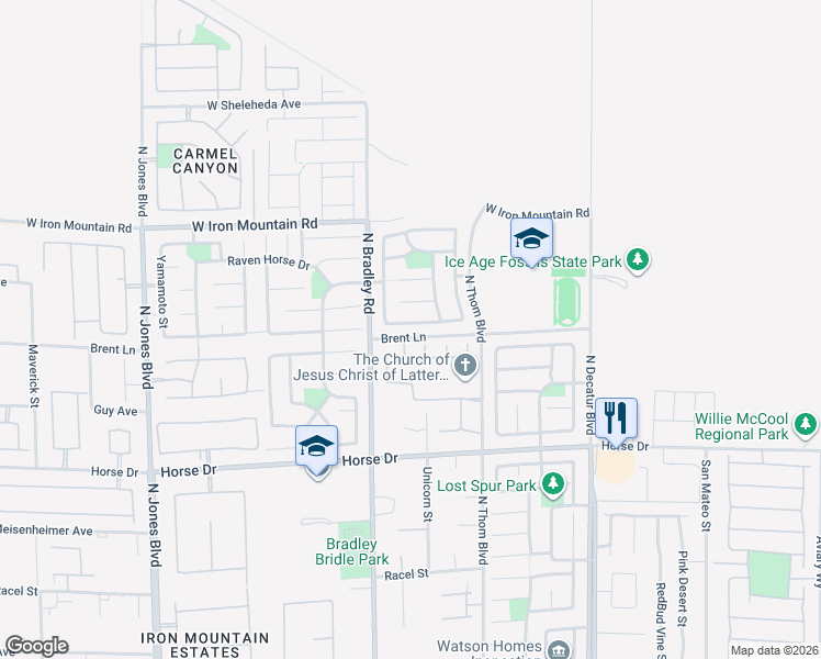 map of restaurants, bars, coffee shops, grocery stores, and more near 5321 Welch Valley Avenue in Las Vegas