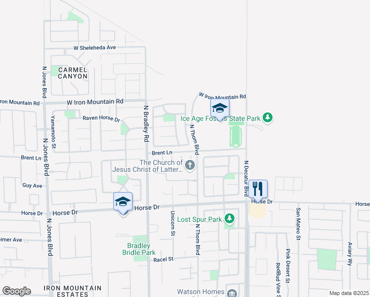 map of restaurants, bars, coffee shops, grocery stores, and more near 8555 North Rumsfield Court in Las Vegas