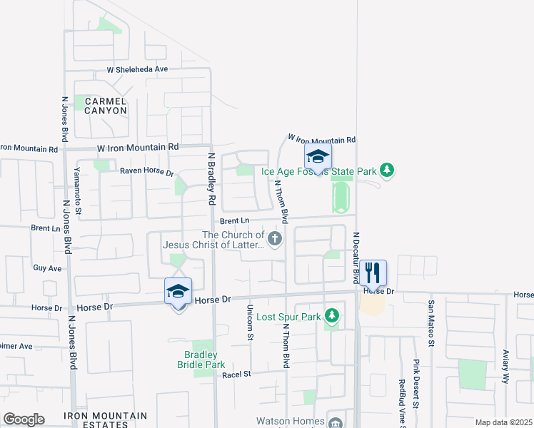 map of restaurants, bars, coffee shops, grocery stores, and more near 8555 North Rumsfield Court in Las Vegas