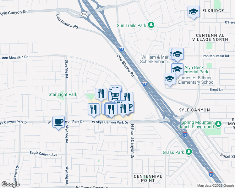 map of restaurants, bars, coffee shops, grocery stores, and more near 9763 Mojave Mountain Street in Las Vegas