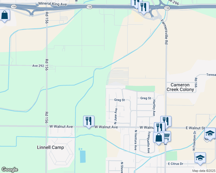 map of restaurants, bars, coffee shops, grocery stores, and more near 920 West Teddy Street in Farmersville