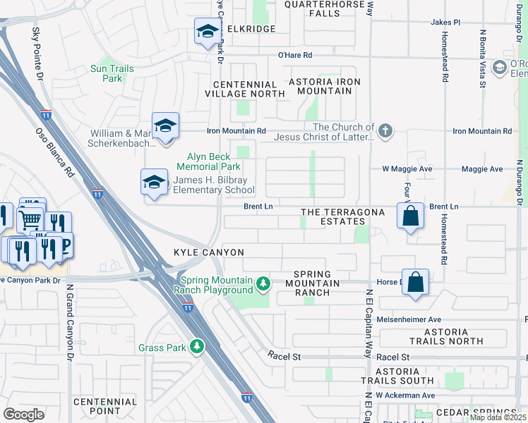 map of restaurants, bars, coffee shops, grocery stores, and more near 9064 Big Plantation Avenue in Las Vegas