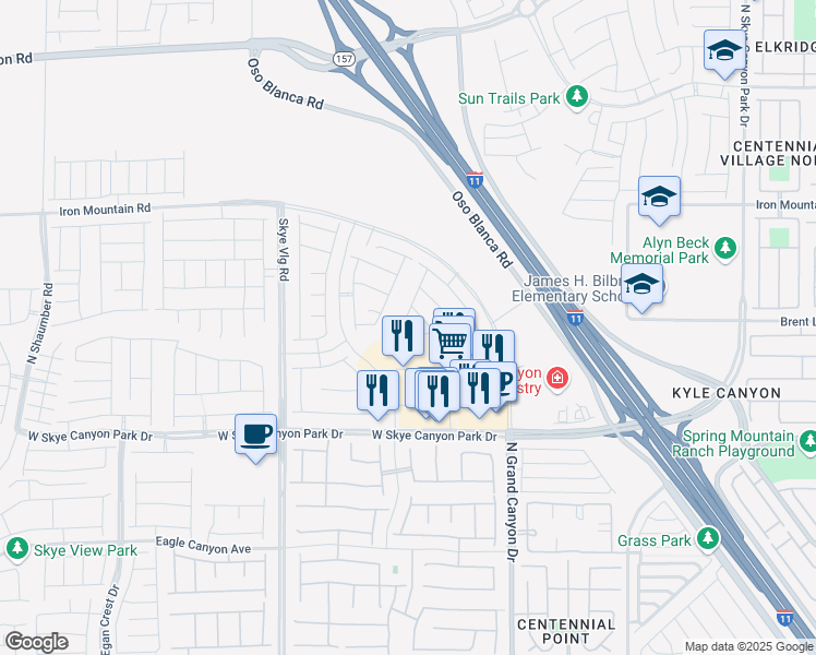 map of restaurants, bars, coffee shops, grocery stores, and more near 8830 Roadrunner Ravine Street in Las Vegas