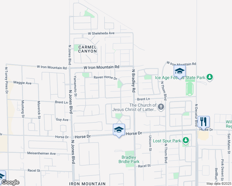 map of restaurants, bars, coffee shops, grocery stores, and more near 5545 Old Stable Avenue in Las Vegas