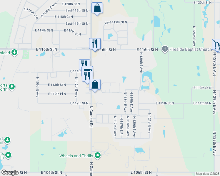 map of restaurants, bars, coffee shops, grocery stores, and more near 11904 East 113th Place North in Owasso
