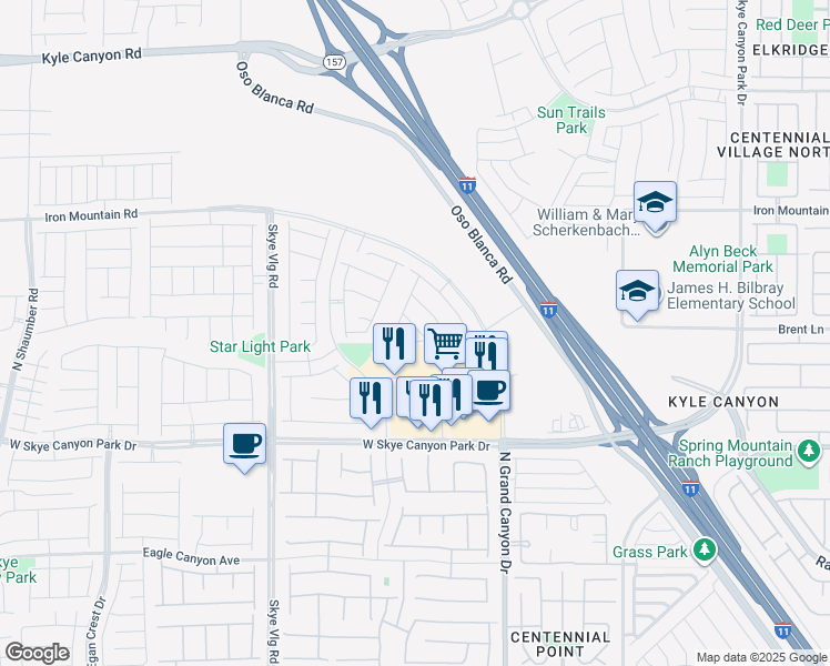 map of restaurants, bars, coffee shops, grocery stores, and more near in Las Vegas