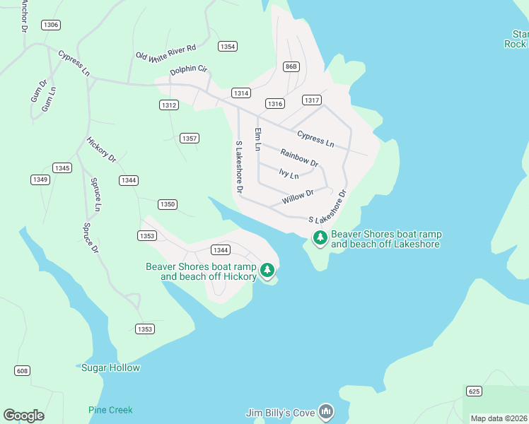 map of restaurants, bars, coffee shops, grocery stores, and more near 8633 South Lakeshore Drive in Rogers