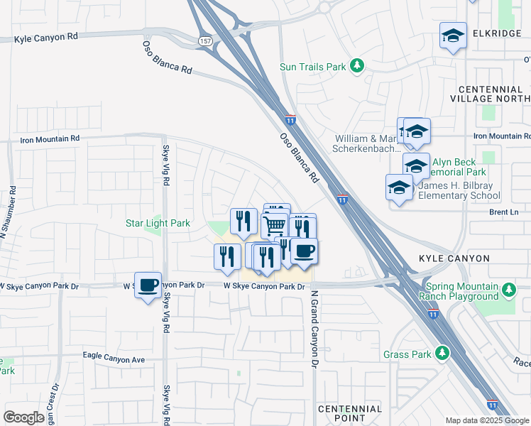 map of restaurants, bars, coffee shops, grocery stores, and more near 8852 Flora Run Avenue in Las Vegas