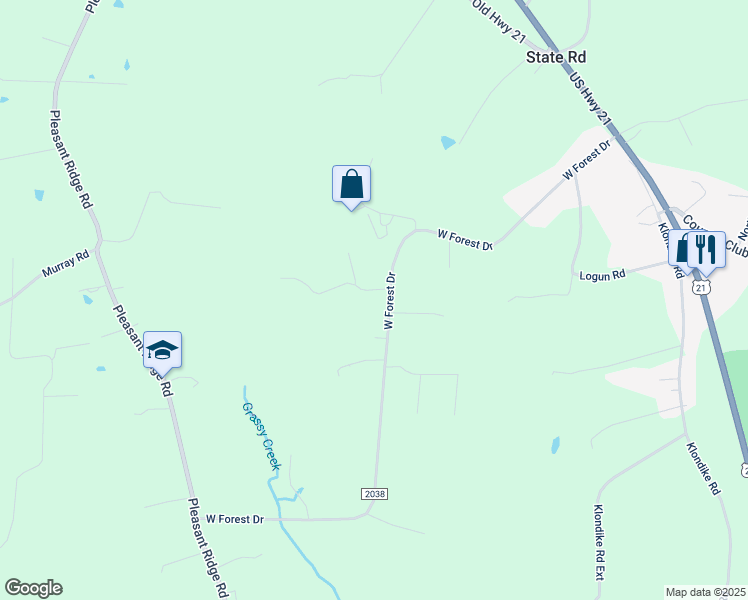 map of restaurants, bars, coffee shops, grocery stores, and more near 147 Calm Trail in State Road