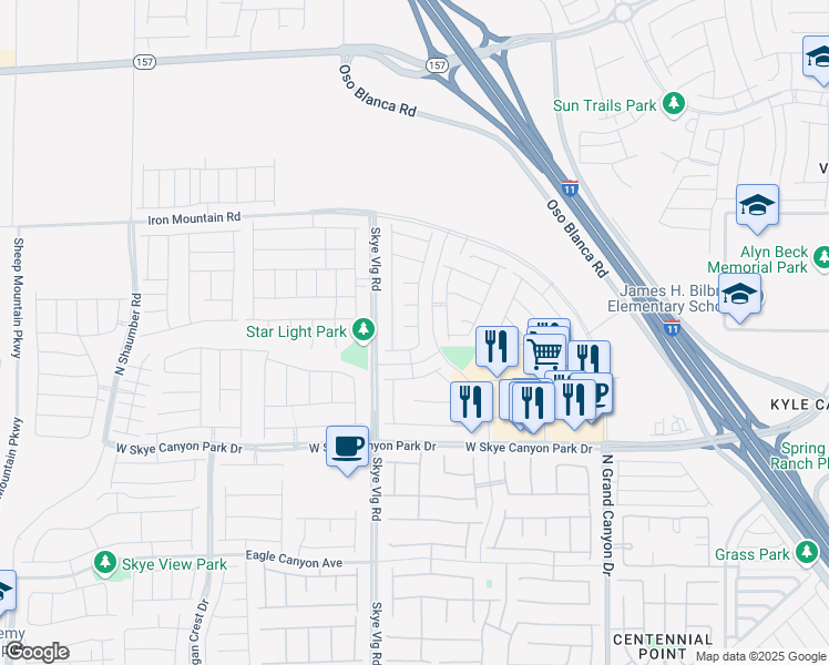 map of restaurants, bars, coffee shops, grocery stores, and more near 9969 Canyon Field Avenue in Las Vegas