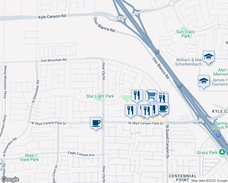 map of restaurants, bars, coffee shops, grocery stores, and more near 9969 Canyon Field Avenue in Las Vegas