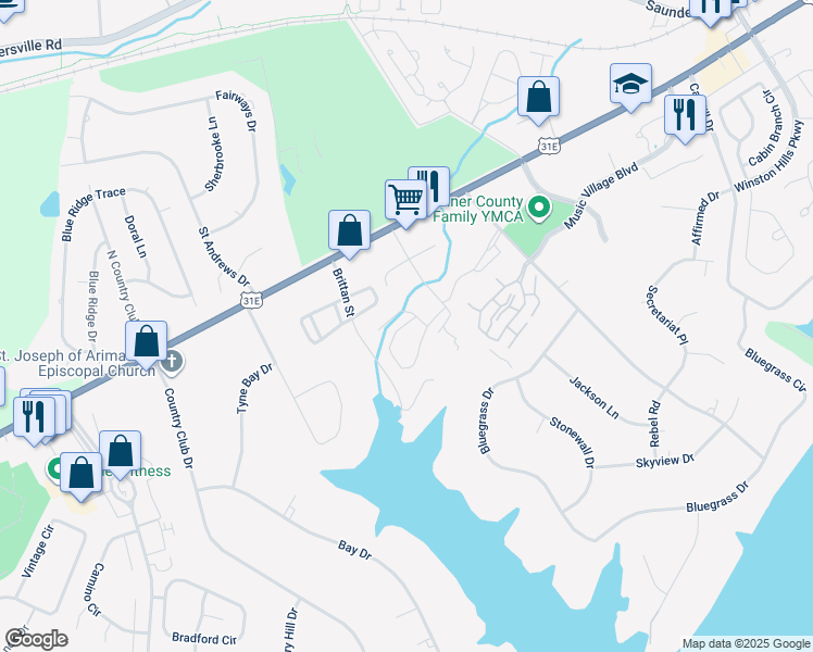 map of restaurants, bars, coffee shops, grocery stores, and more near 1 Carrington Road in Hendersonville
