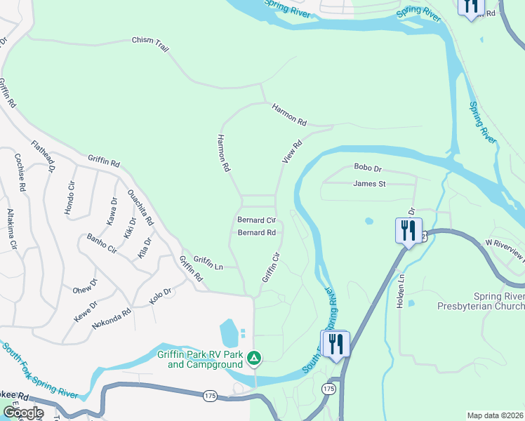 map of restaurants, bars, coffee shops, grocery stores, and more near 14 Bernard Circle in Hardy