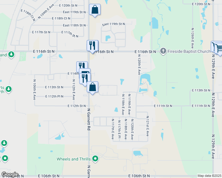 map of restaurants, bars, coffee shops, grocery stores, and more near 11904 East 113th Place North in Owasso