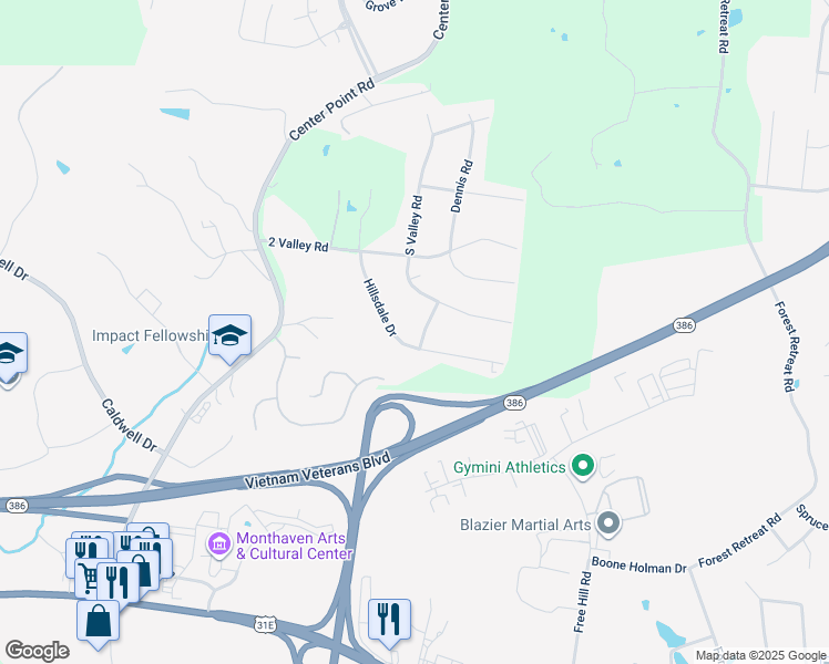 map of restaurants, bars, coffee shops, grocery stores, and more near 119 Hillsdale Drive in Hendersonville