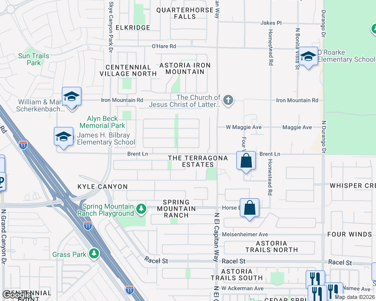 map of restaurants, bars, coffee shops, grocery stores, and more near 8917 Loggers Mill Avenue in Las Vegas