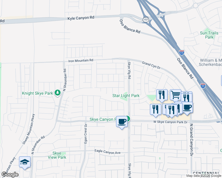 map of restaurants, bars, coffee shops, grocery stores, and more near West Frontage Road in Las Vegas