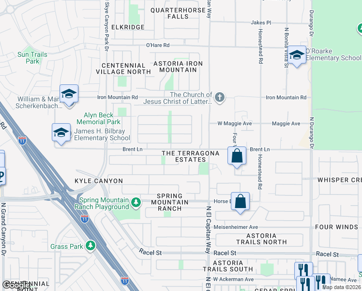 map of restaurants, bars, coffee shops, grocery stores, and more near 8917 Loggers Mill Avenue in Las Vegas