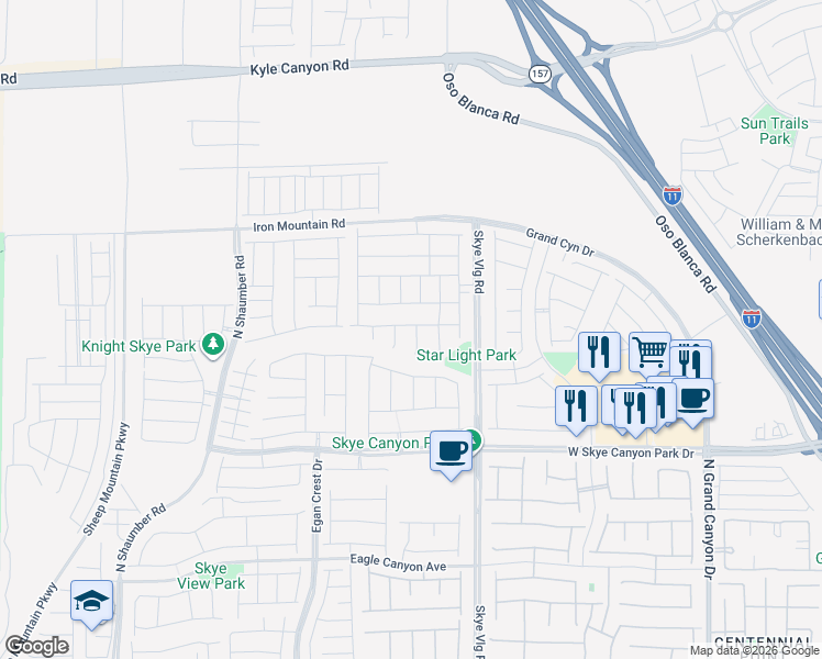 map of restaurants, bars, coffee shops, grocery stores, and more near West Frontage Road in Las Vegas