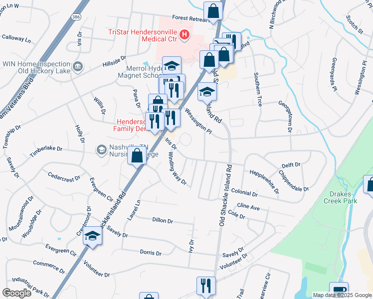 map of restaurants, bars, coffee shops, grocery stores, and more near 110 Alred Circle in Hendersonville